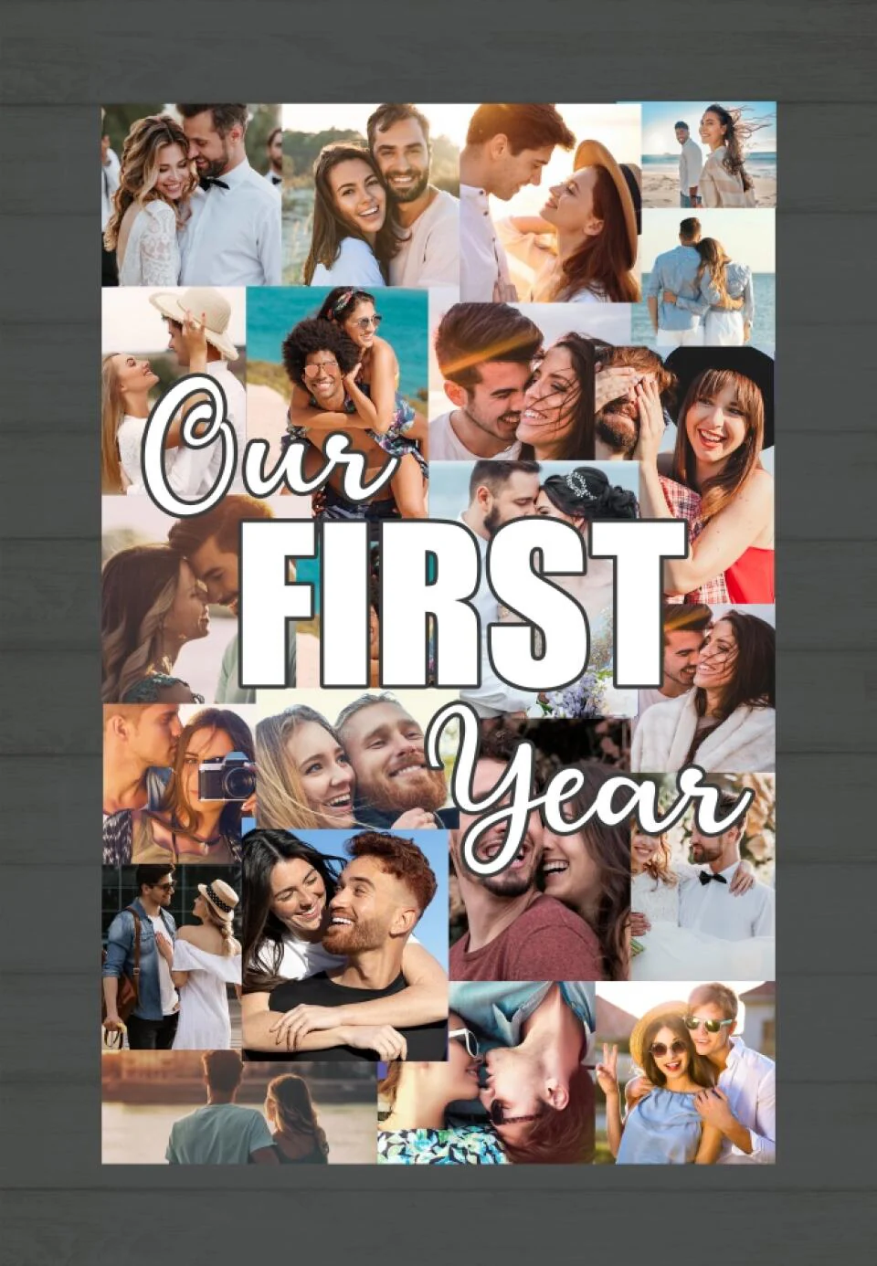 Our First Year Photo Collage Custom Canvas Poster 1 Year Anniversary Gift For Couples - Image 9