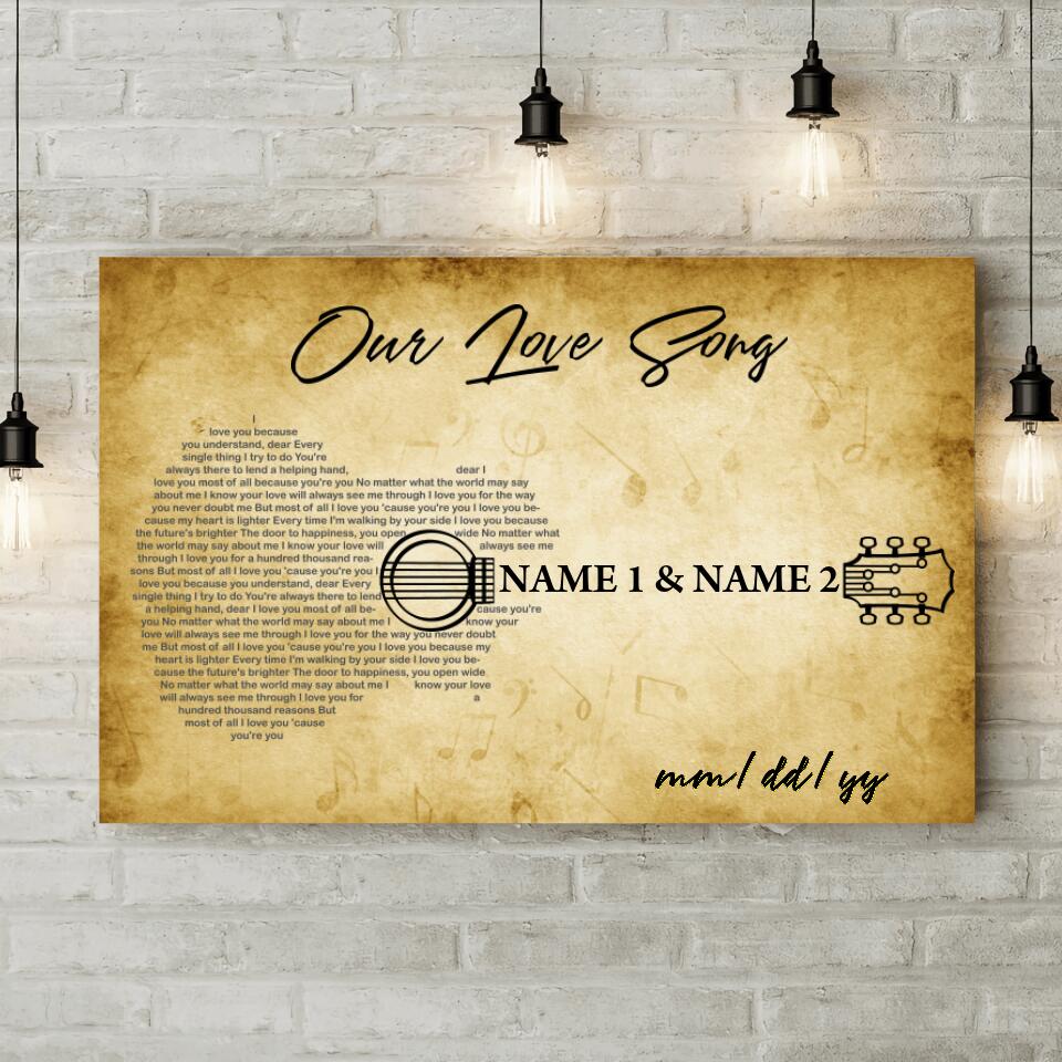 Our Love Song Playing With Guitar Custom Canvas Poster Anniversary Gift For Couples - Image 4