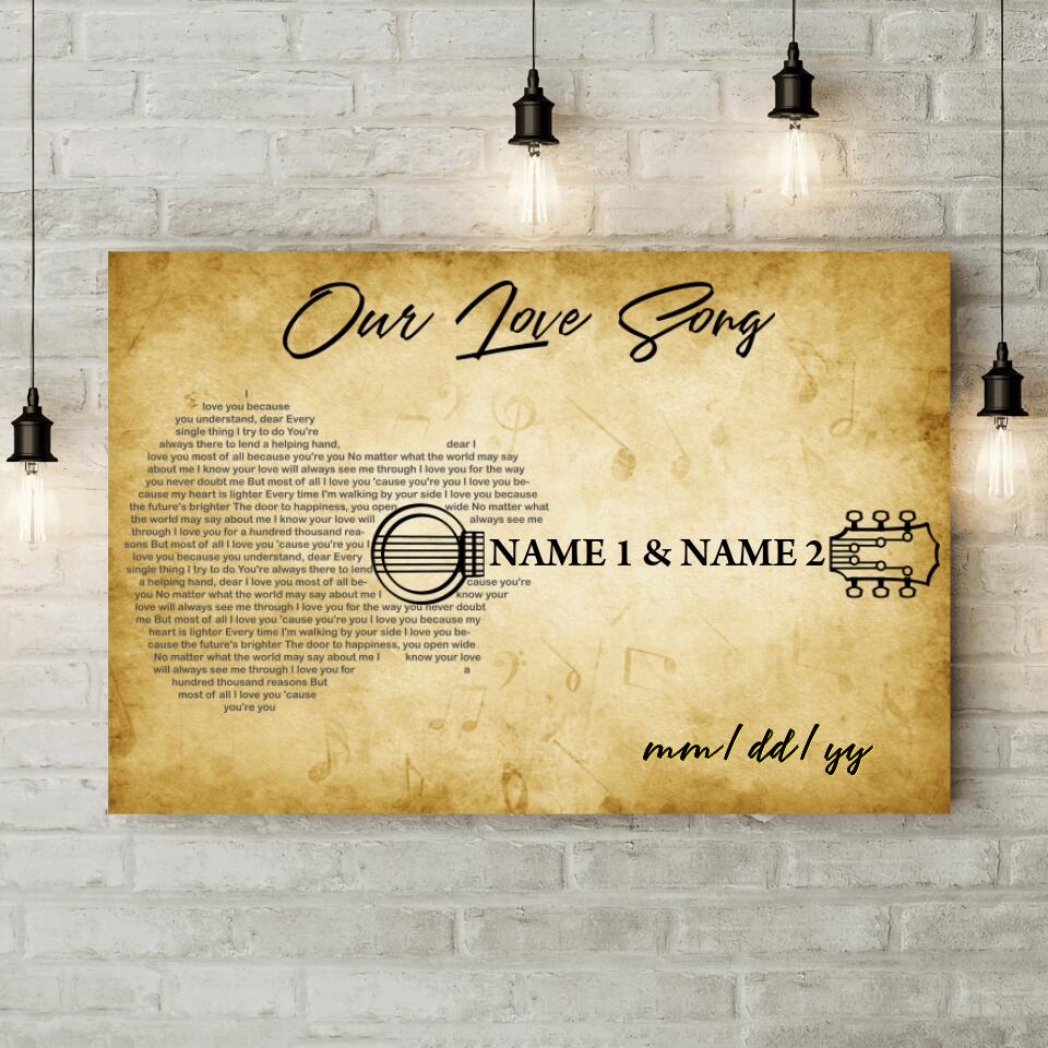 Our Love Song Playing With Guitar Custom Canvas Poster Anniversary Gift For Couples - Image 5