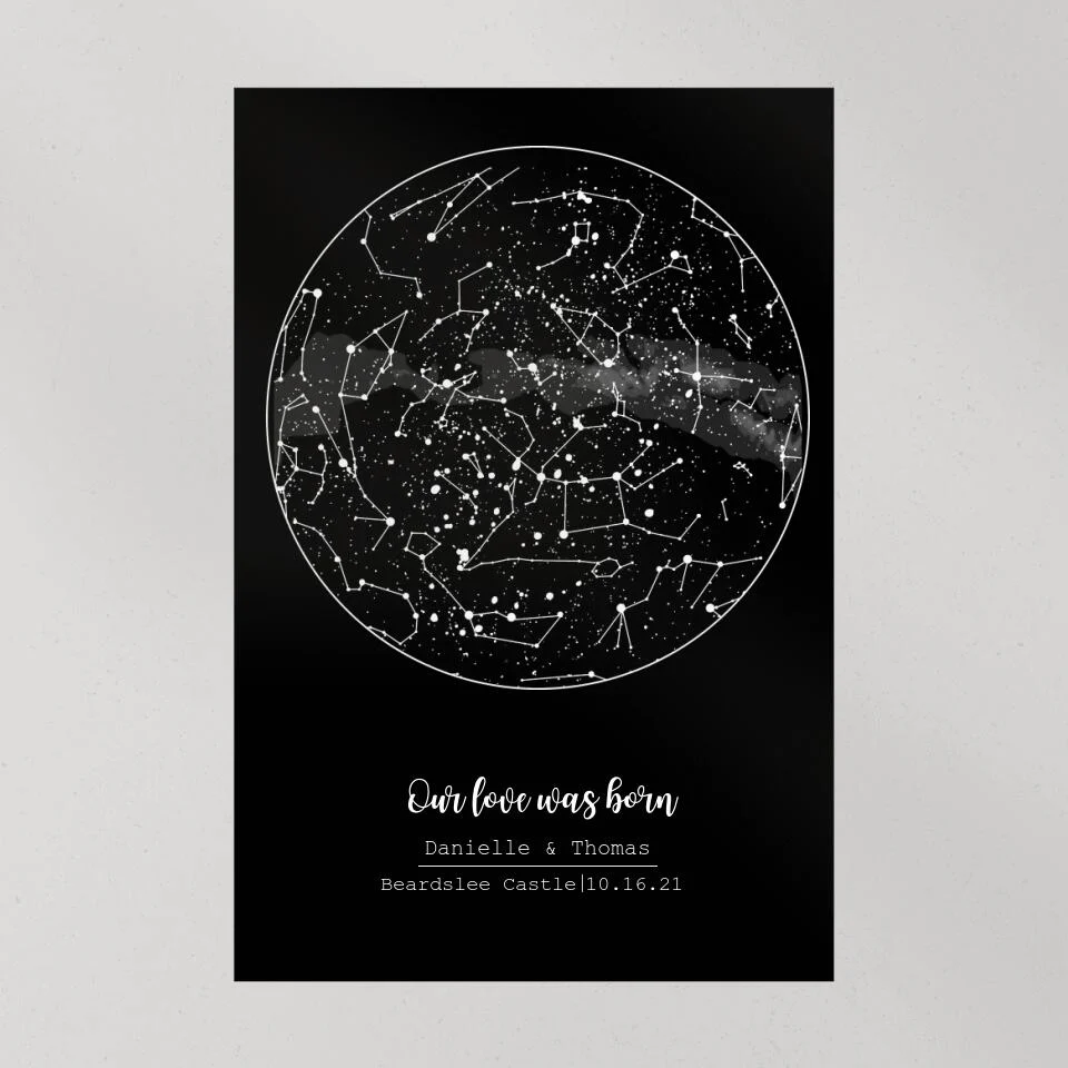 Our Love Was Born Night Sky Custom Star Map Canvas Poster Anniversary Gift For Him For Her