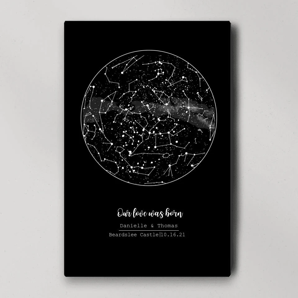 Our Love Was Born Night Sky Custom Star Map Canvas Poster Anniversary Gift For Him For Her - Image 10