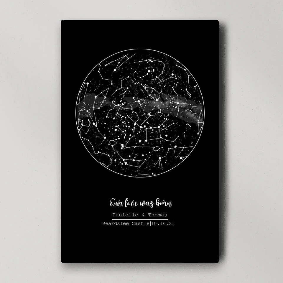 Our Love Was Born Night Sky Custom Star Map Canvas Poster Anniversary Gift For Him For Her - Image 11