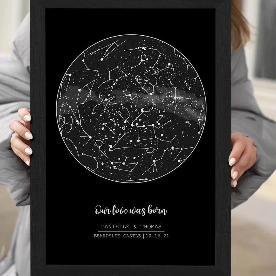 Our Love Was Born Night Sky Custom Star Map Canvas Poster Anniversary Gift For Him For Her - Image 20