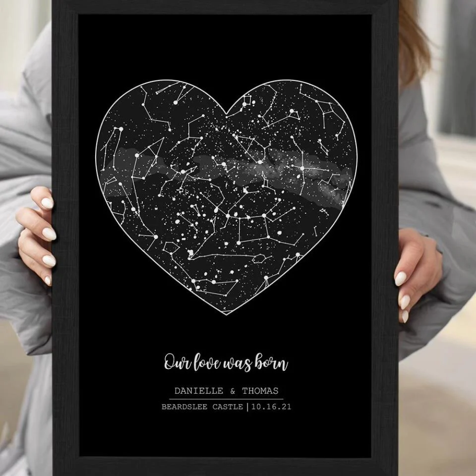 Our Love Was Born Night Sky Custom Star Map Canvas Poster Anniversary Gift For Him For Her - Image 24