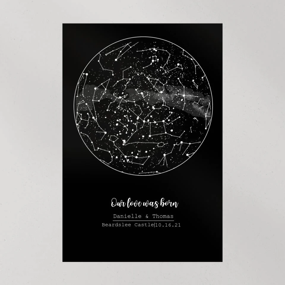Our Love Was Born Night Sky Custom Star Map Canvas Poster Anniversary Gift For Him For Her - Image 3