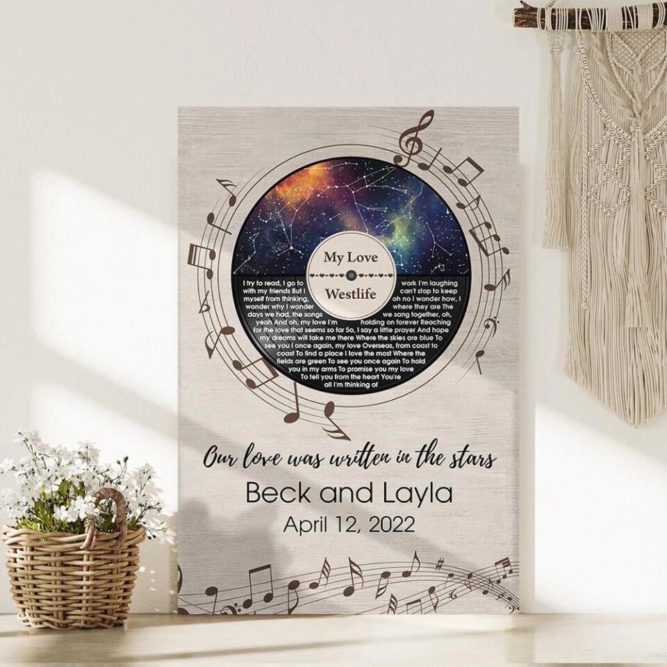Our Love Was Written In The Stars Custom Canvas Poster Anniversary Gift For Couples - Image 5