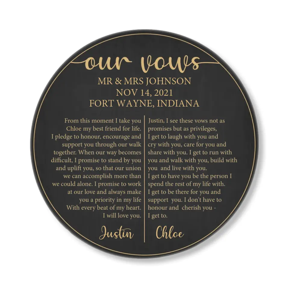Couple Wooden Sign Our Vows From This Moment I Take You For Life Custom Wooden Sign Wedding Gift - Image 4