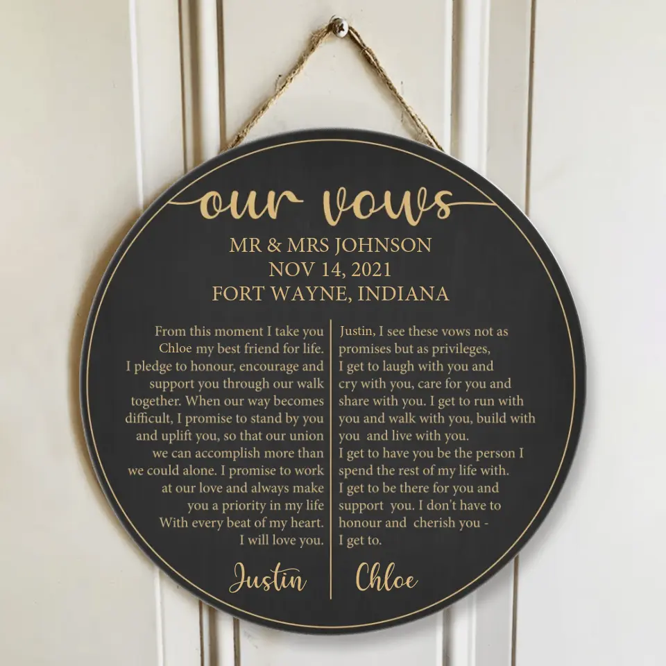 Couple Wooden Sign Our Vows From This Moment I Take You For Life Custom Wooden Sign Wedding Gift - Image 5