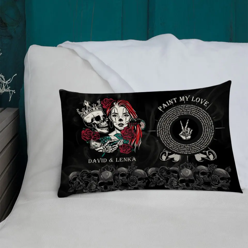 Paint My Love - Personalized Rectangular Pillow - Halloween Gift For Couples - Image 4
