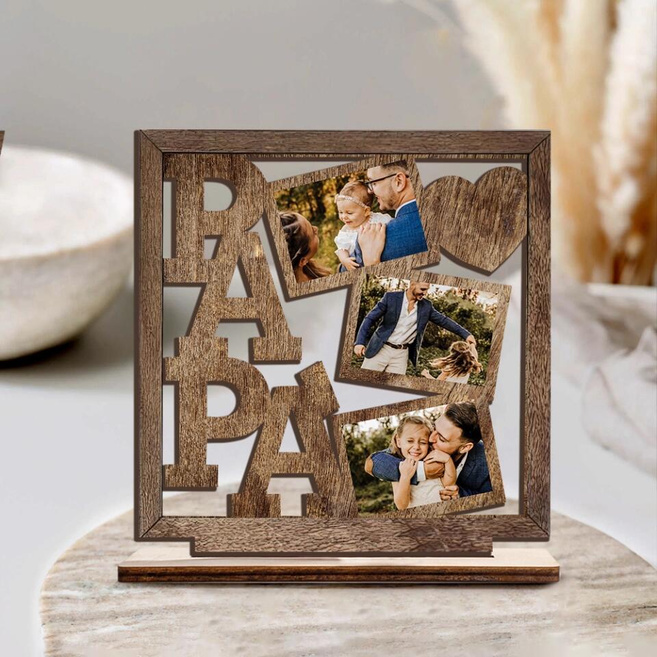 Papa I Love You - Personalized Upload Photo Wooden Plaque - Best Meaningful Gift For Dad For Father Gift For Him - 301IHNVSWP0001 - Image 2