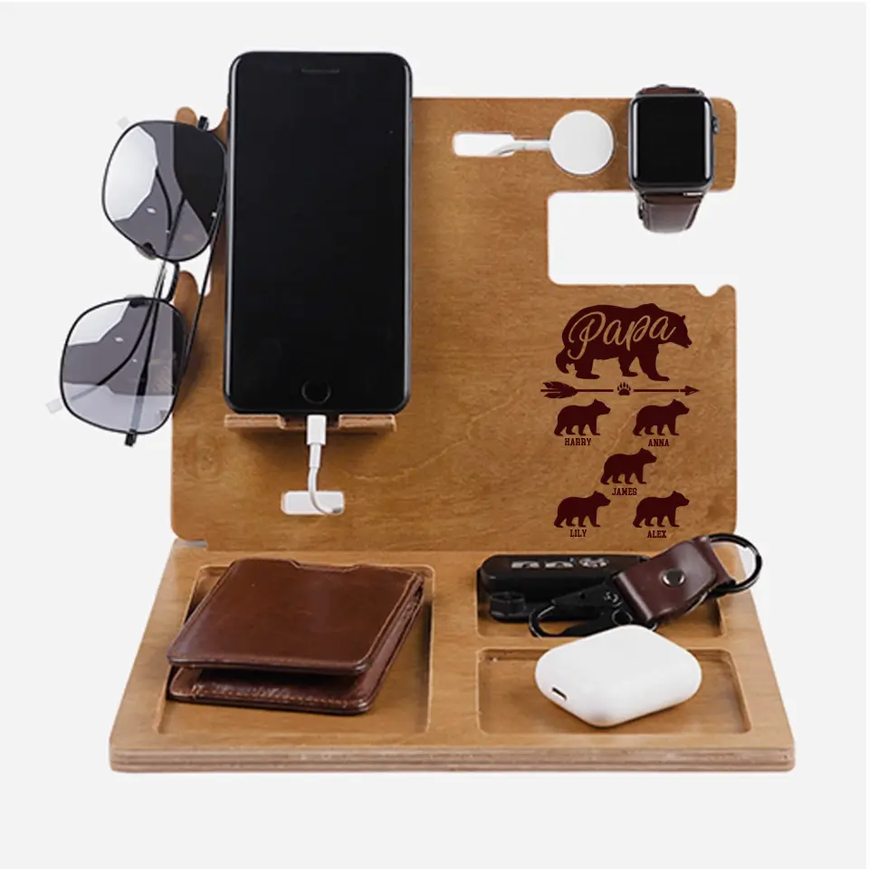 Papa Wood Phone Personalized Docking Station - Image 2