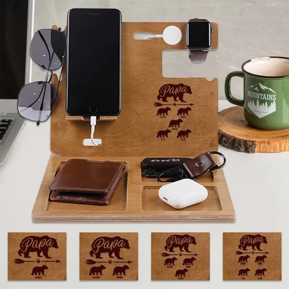 Papa Wood Phone Personalized Docking Station - Image 9