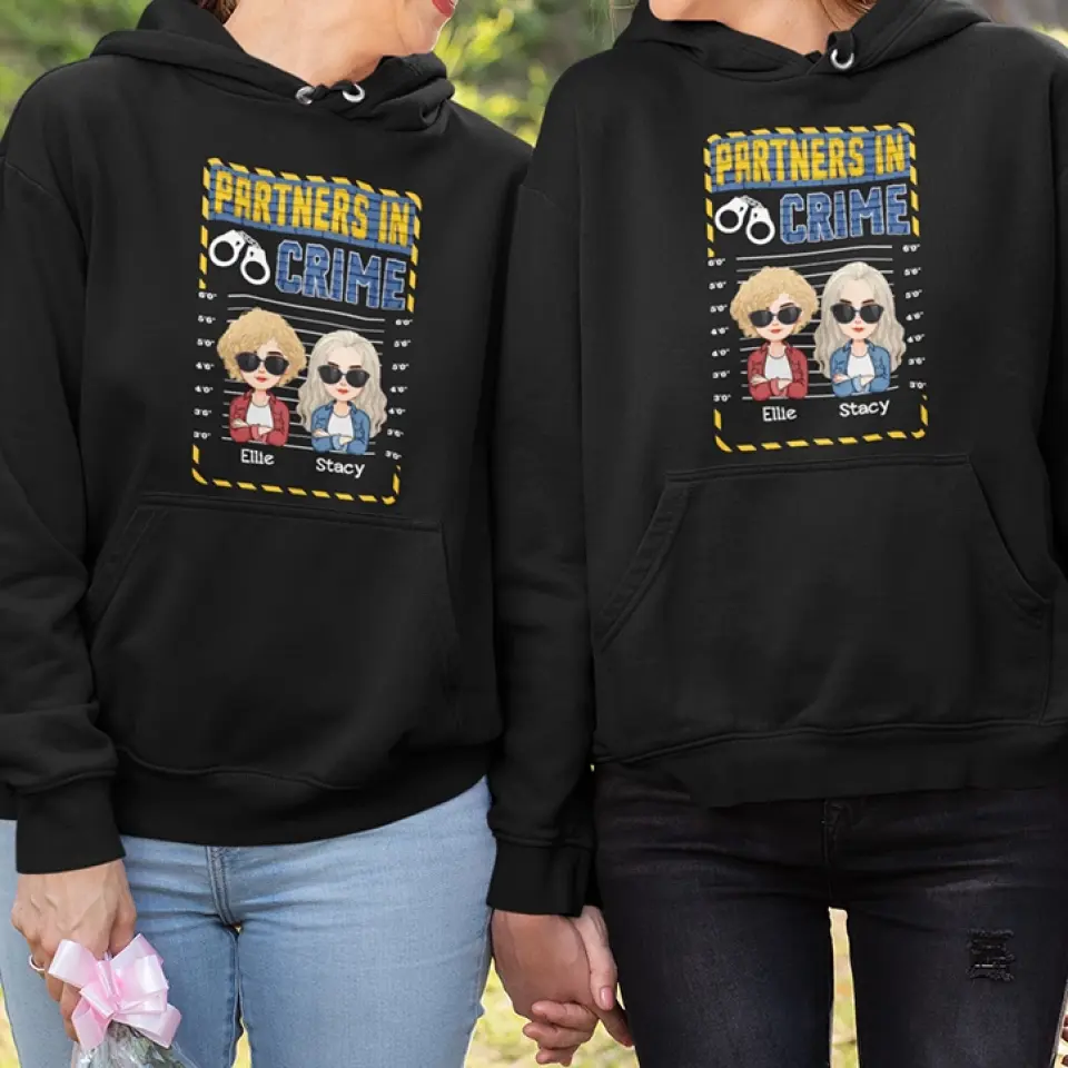 Partners In Crime - Personalized Hoodie T Shirt - Image 13