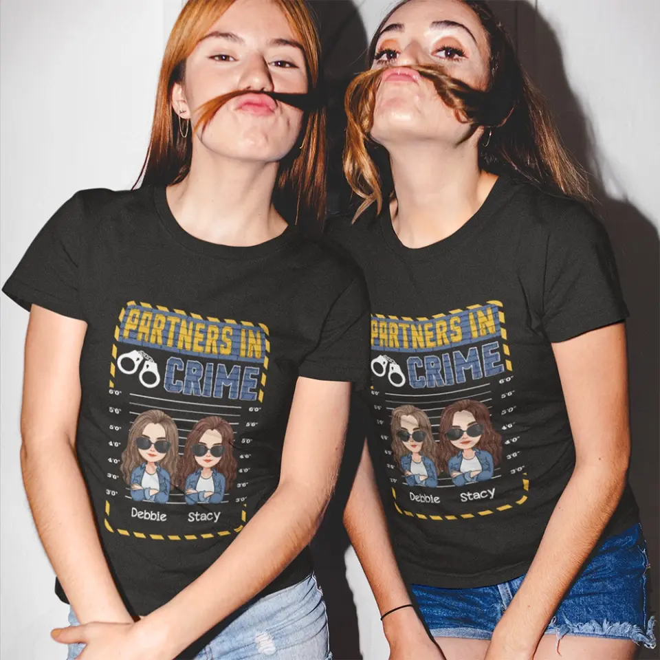 Partners In Crime - Personalized Hoodie T Shirt - Image 3