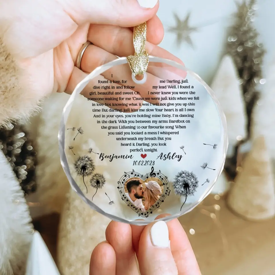 Personalized Acrylic Song Lyrics With Photo, Glass Ornament, Christmas Gifts For Couple| 309IHPBNOR1039 - Image 2