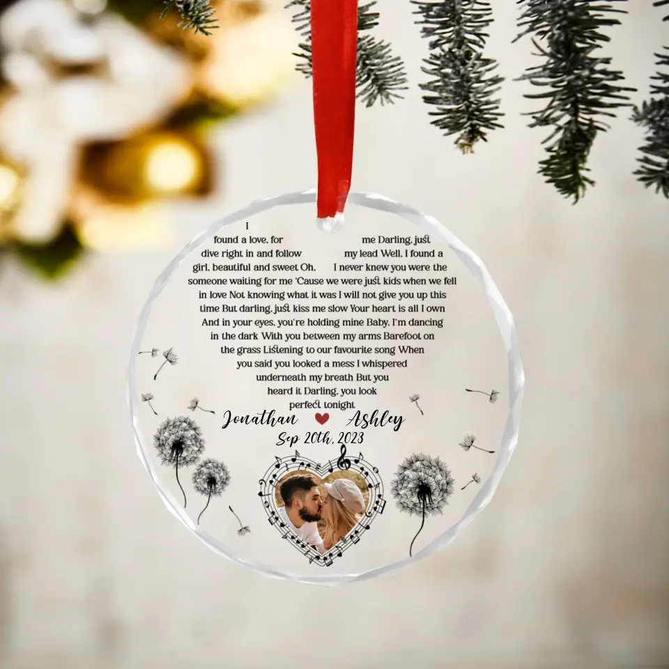Personalized Acrylic Song Lyrics With Photo, Glass Ornament, Christmas Gifts For Couple| 309IHPBNOR1039 - Image 3