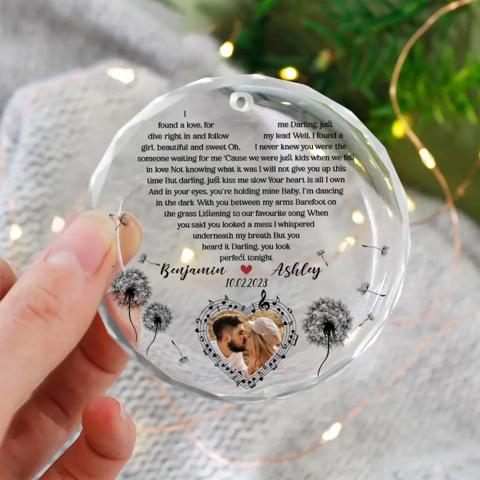 Personalized Acrylic Song Lyrics With Photo, Glass Ornament, Christmas Gifts For Couple| 309IHPBNOR1039 - Image 4