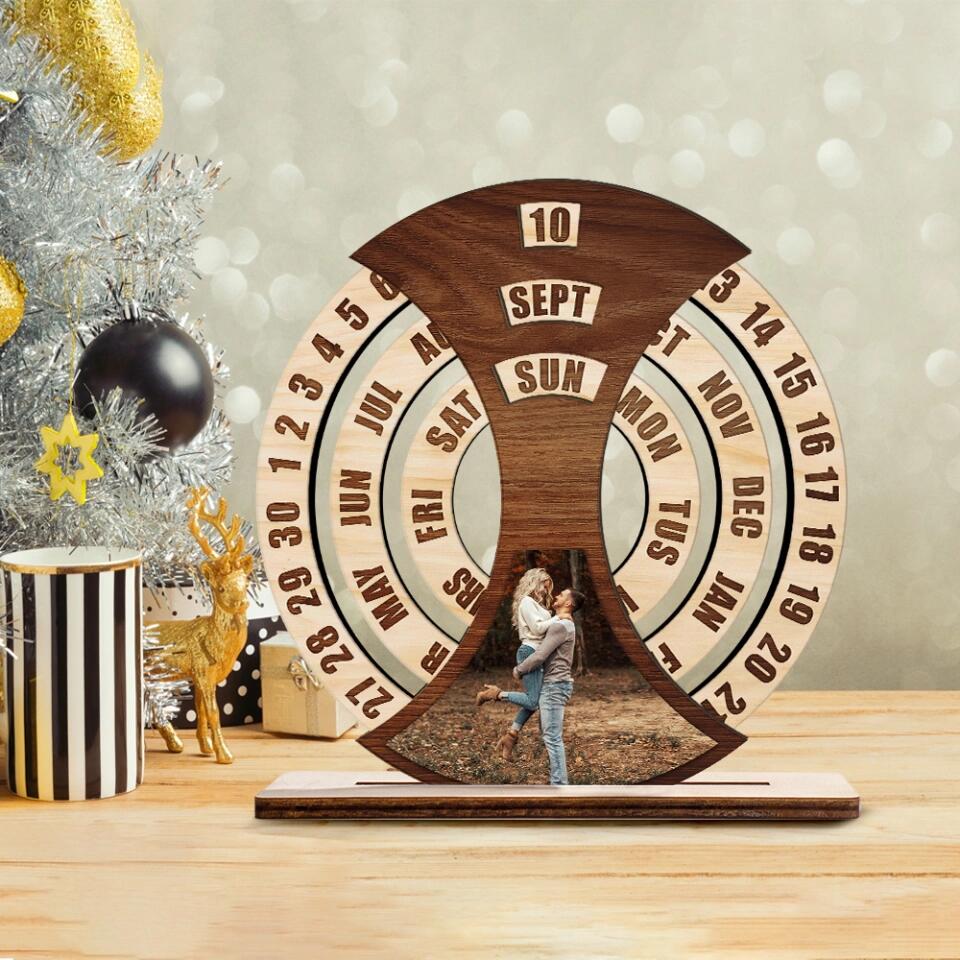 Personalized Anniversary/ Birthday Date, Photo Wooden Plaque For Couple/ For HIm/ For Her/ For Parents - Best Anniversary Birthday Gift - 211IHNLNWP867 - Image 6