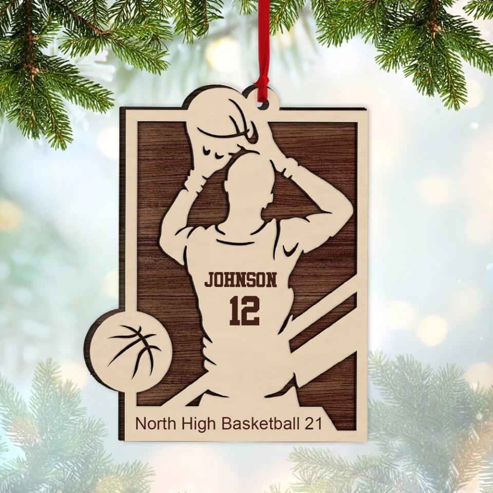 Personalized Baseball Player Name & Shirt's Number 2 Layered Wooden Ornament - Image 6