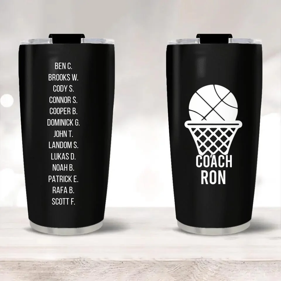 Personalized Basketball Coach Stainless Steel Tumbler - Appreciation Gift for Basketball Coach - Image 2