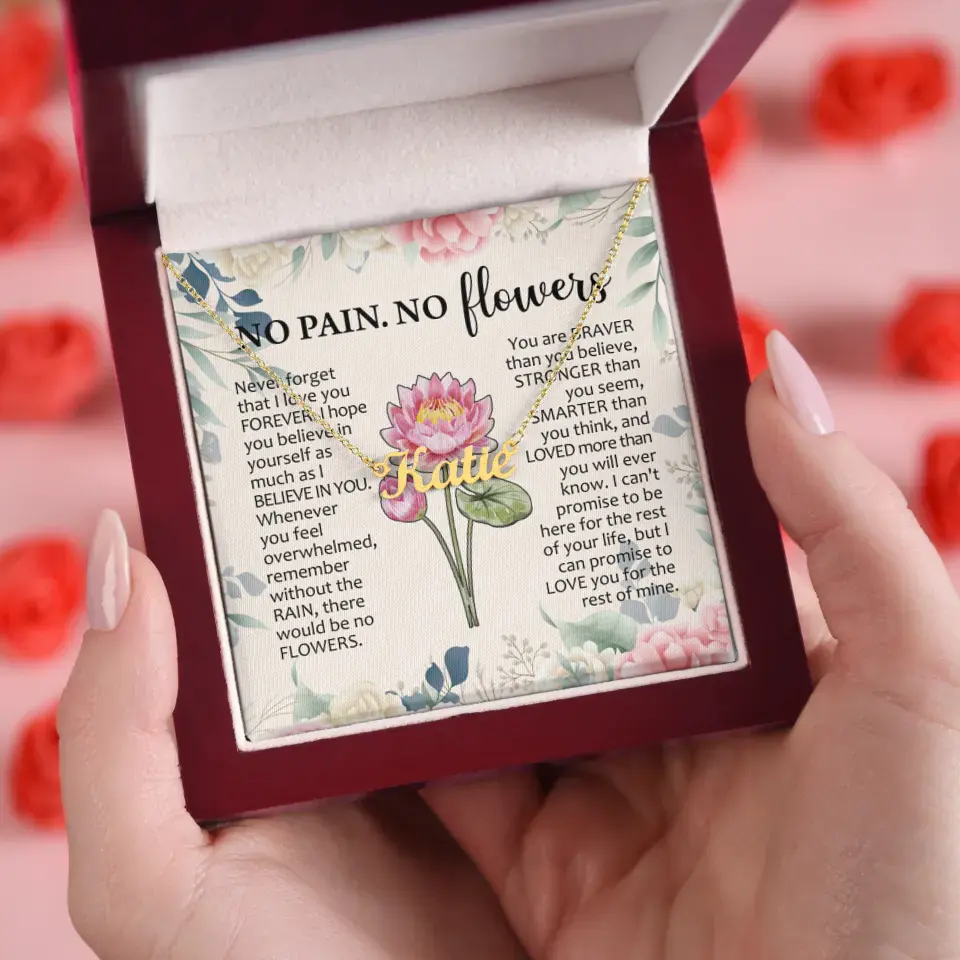 Personalized Birth Month Flowers Name Necklace Inspiring Gift for Women - Image 7