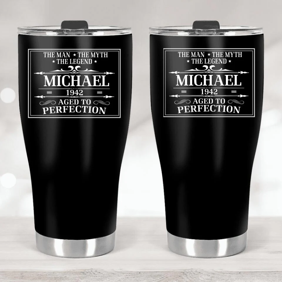 Personalized Birthday Gift for Men, The Man The Myth The Legend, Aged to Perfection, Custom 30oz Curved Tumbler - Image 2
