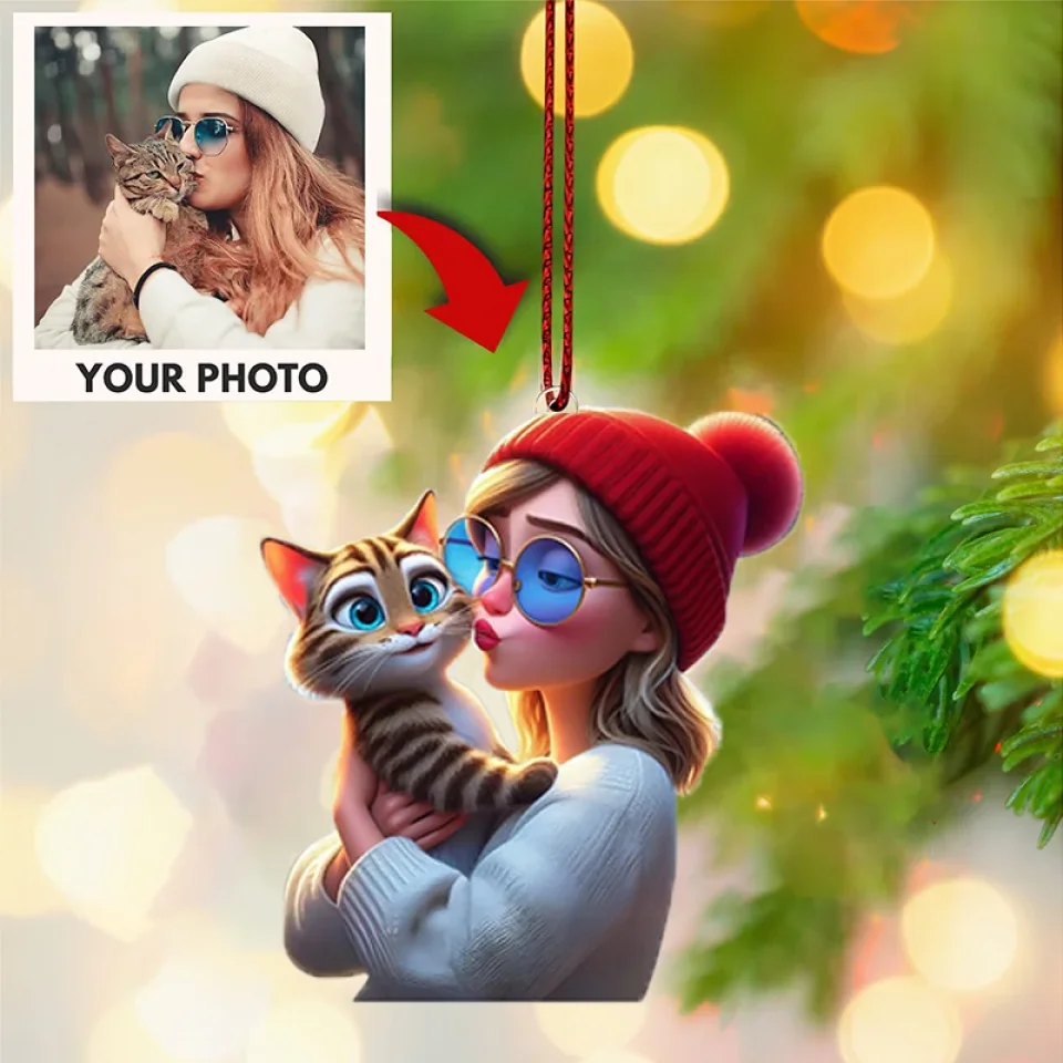 Personalized Cartoon Portrait Christmas Ornament - Custom Upload Image Remove Background - Gift for Family, Friends - Image 2