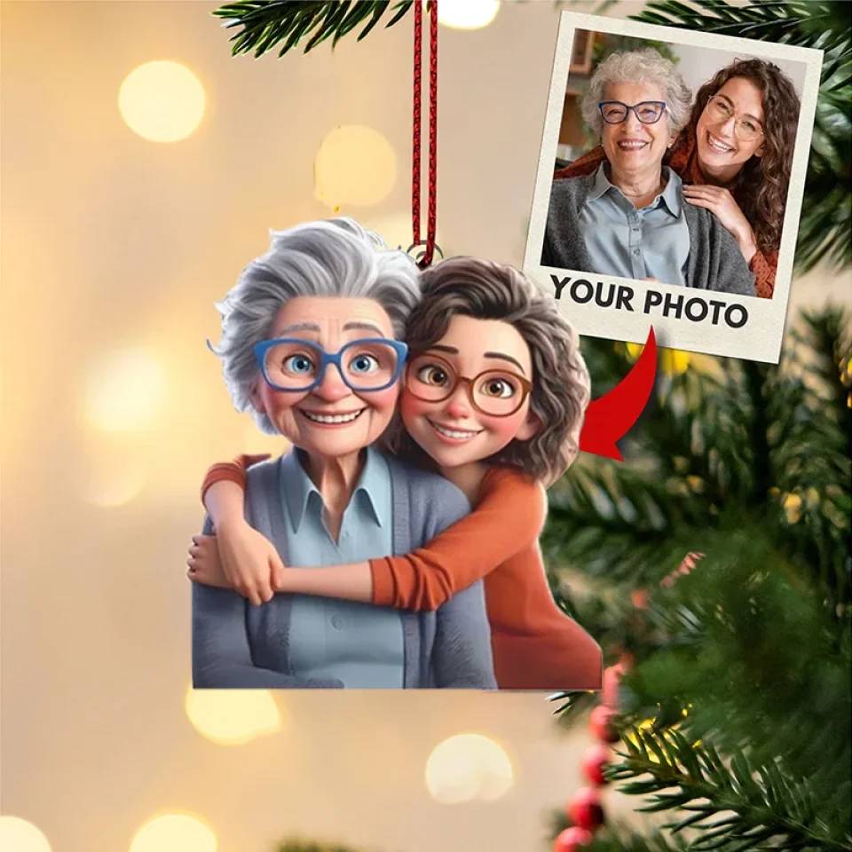 Personalized Cartoon Portrait Christmas Ornament - Custom Upload Image Remove Background - Gift for Family, Friends - Image 3
