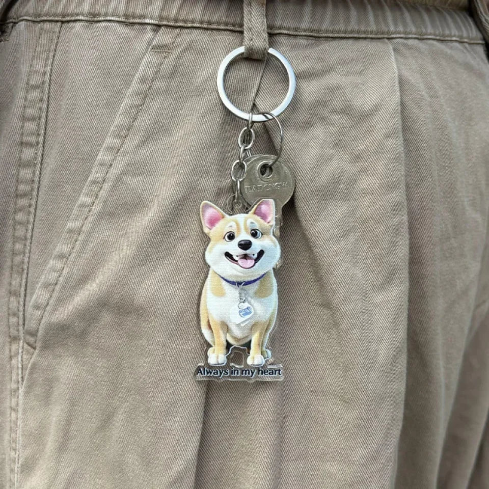 Personalized Cartoon Style Pet Photo Keychain - Custom Upload Image Acrylic Keychain - Gift for Pet, Dog, Cat Lovers - Image 4