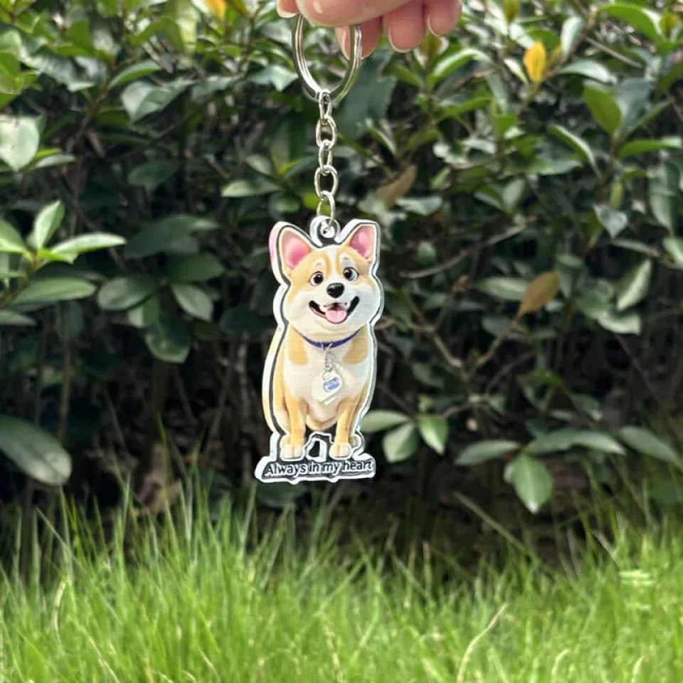 Personalized Cartoon Style Pet Photo Keychain - Custom Upload Image Acrylic Keychain - Gift for Pet, Dog, Cat Lovers - Image 5