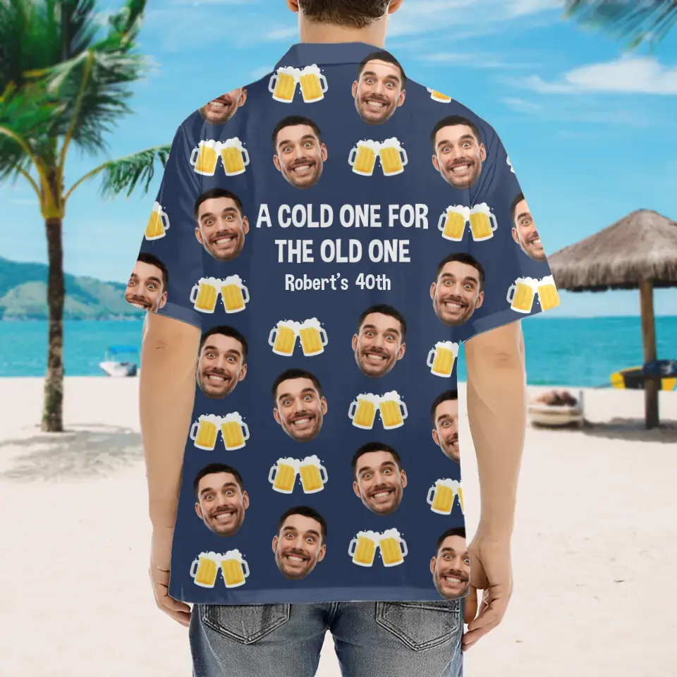 Personalized Face Hawaii Shirt for 40th Birthday Men Husband Dad Guy Friends - Image 4