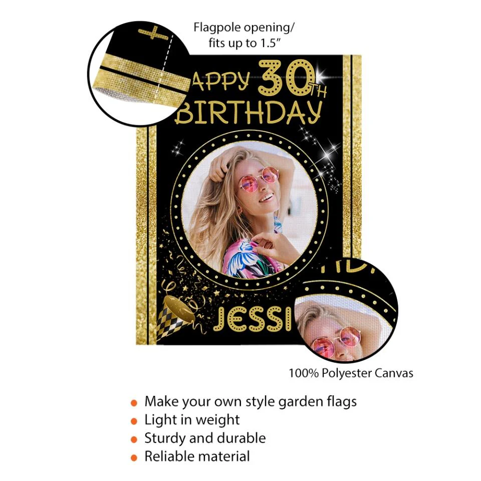 Personalized Happy Birthday Gift, Bday Party Decoration, Custom Photo Flag, Gift for Loved One - Image 8