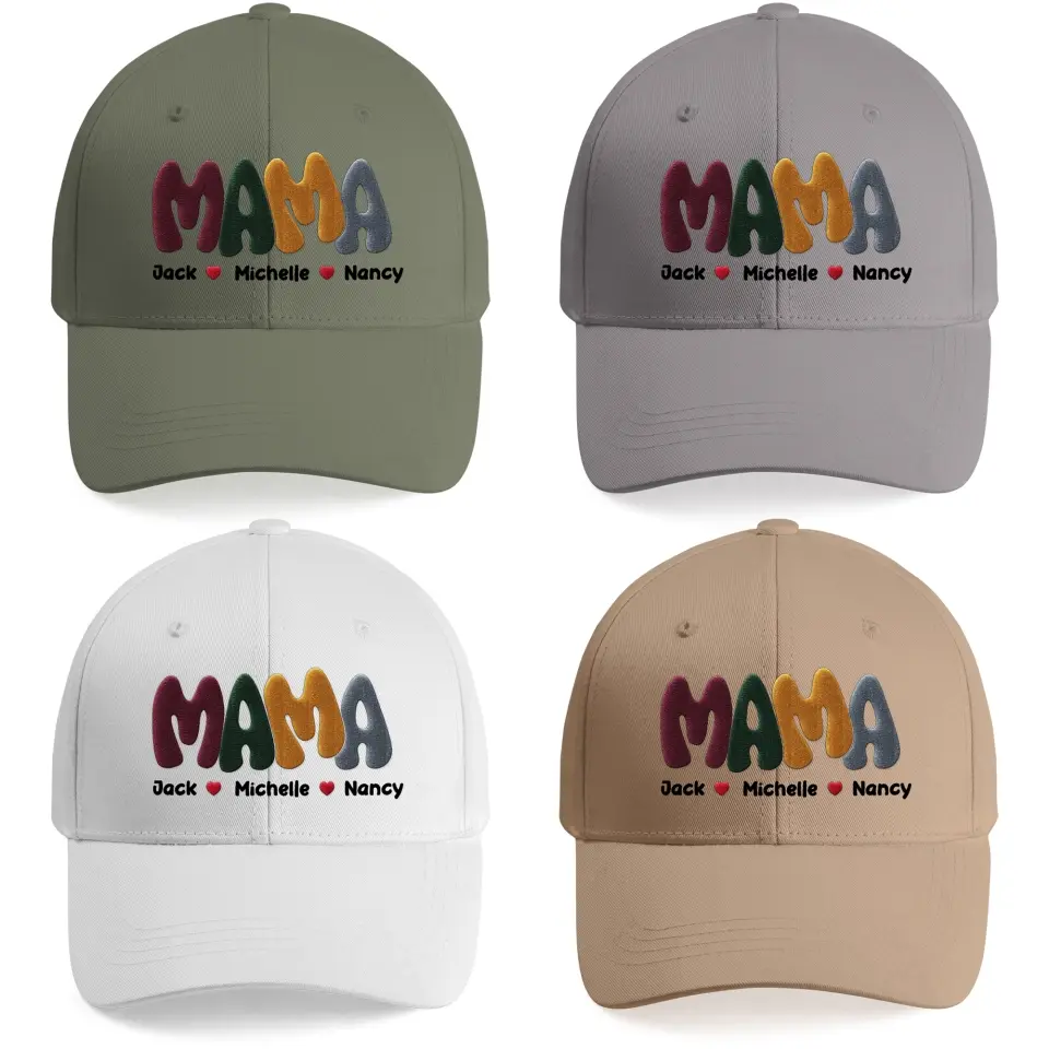 Personalized Mama with Kid's Name Embroidered Cap Gift for Mom - Image 3