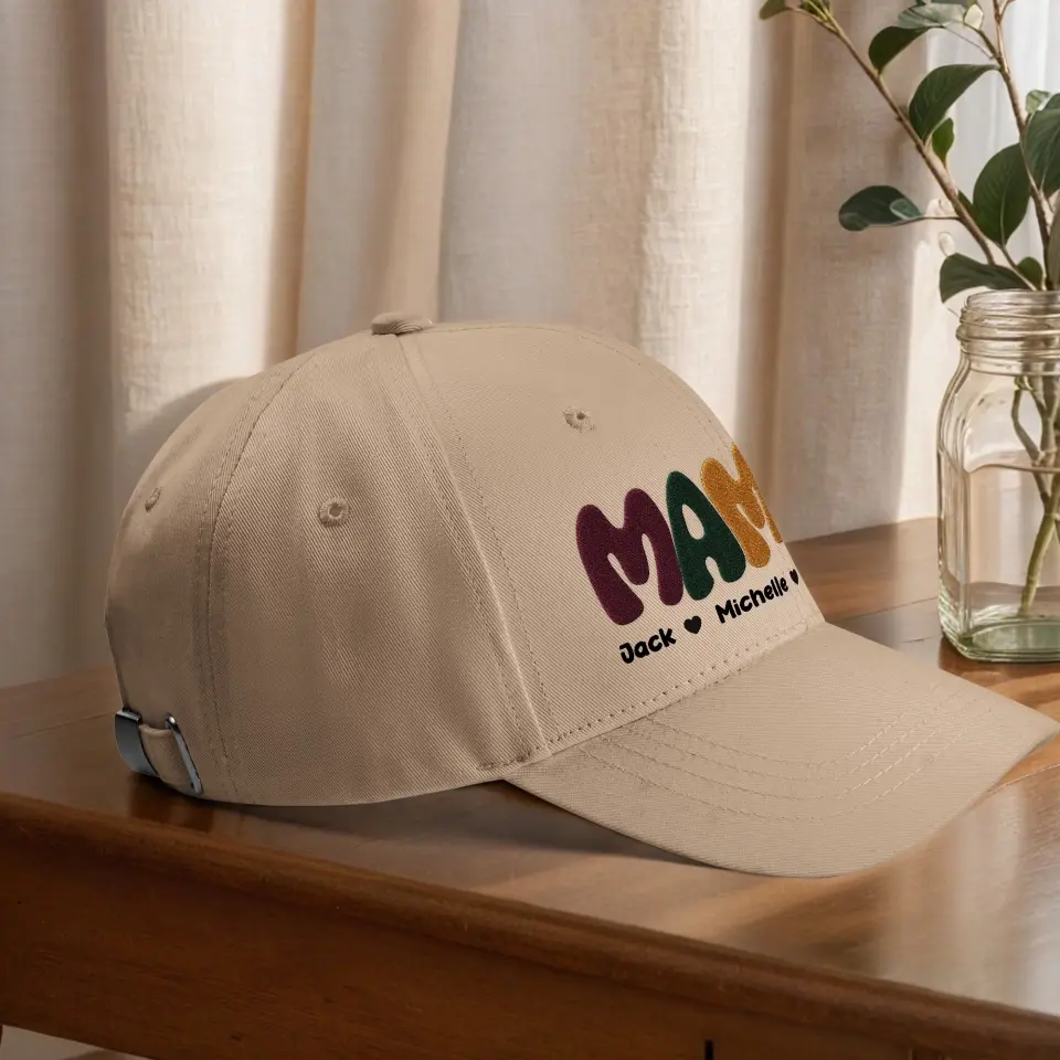 Personalized Mama with Kid's Name Embroidered Cap Gift for Mom - Image 4