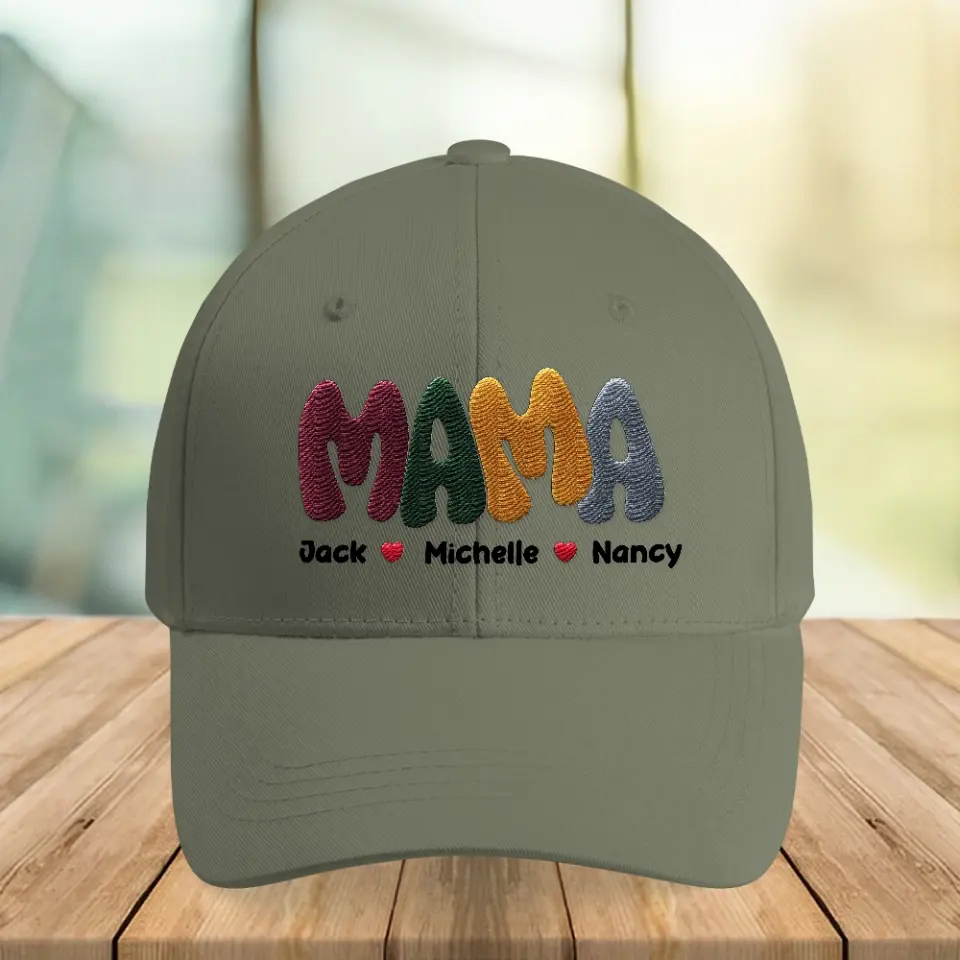 Personalized Mama with Kid's Name Embroidered Cap Gift for Mom - Image 7