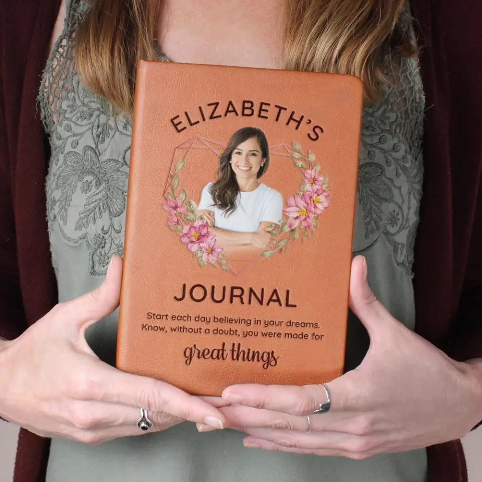 Personalized Name & Portrait Leather Journal Birthday Gifts for Girls Women - Image 2