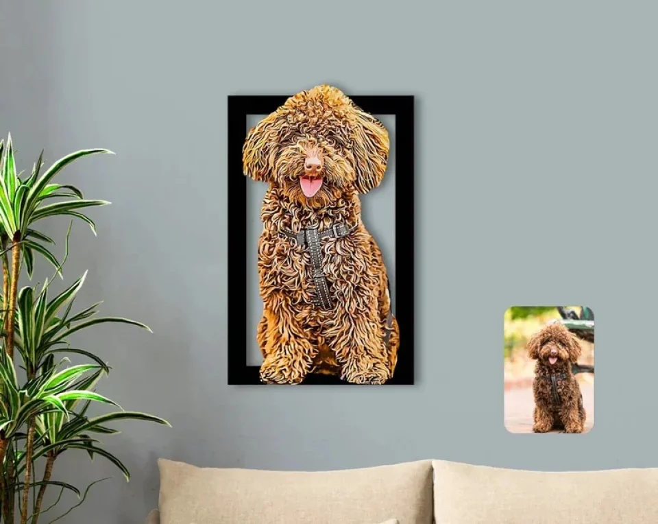 Personalized Pet Photo Cartoon Style - Custom Upload Picture Wooden Sign - Cute Home Decoration - Gift for Pet Owners - Image 4