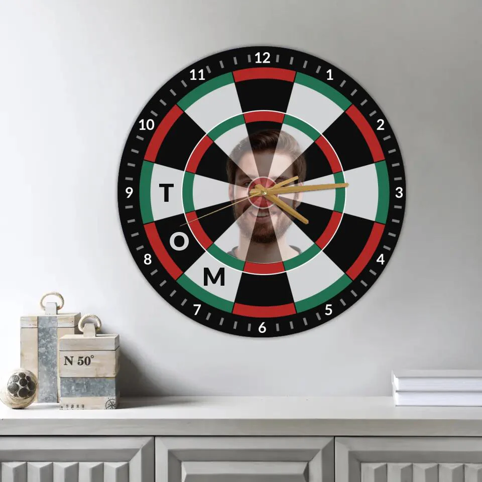 Personalized Photo And Name - Customized Dart Board Wall Clock - Funny Game Room Decor - Gift for Dart Board Lover - 210ICNNPWC047 - Image 3