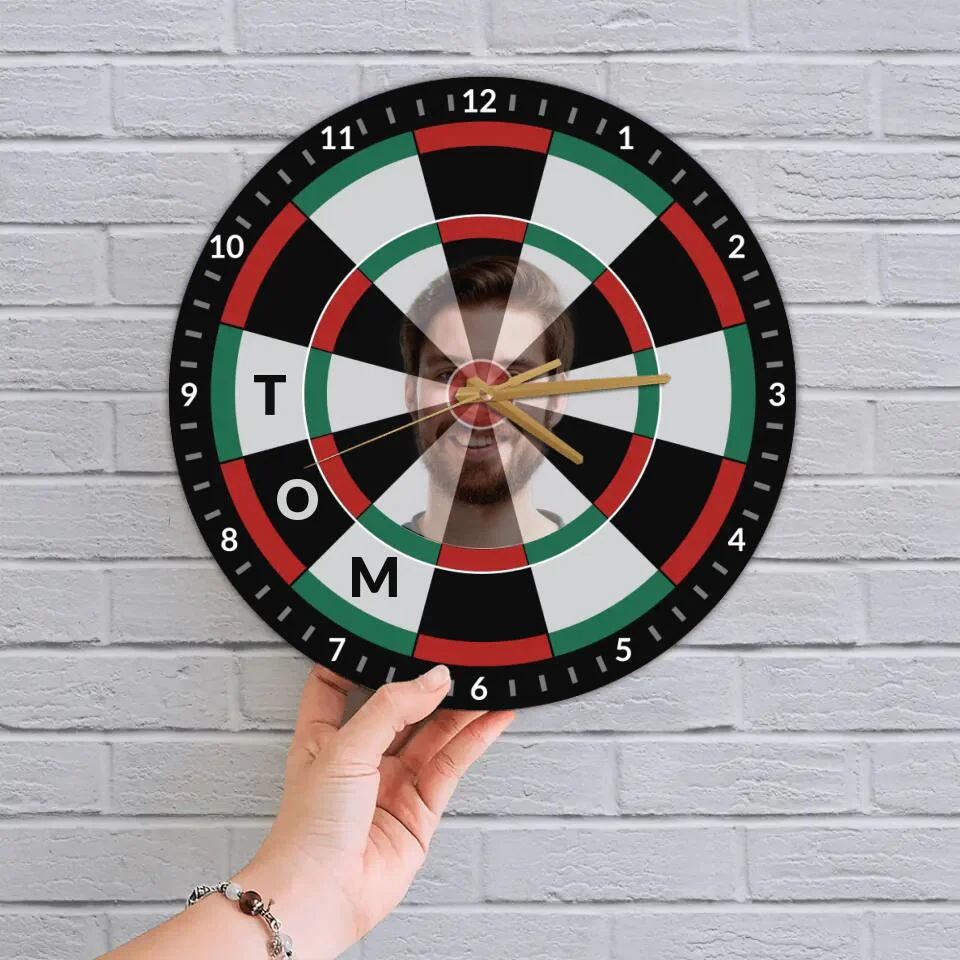 Personalized Photo And Name - Customized Dart Board Wall Clock - Funny Game Room Decor - Gift for Dart Board Lover - 210ICNNPWC047 - Image 4