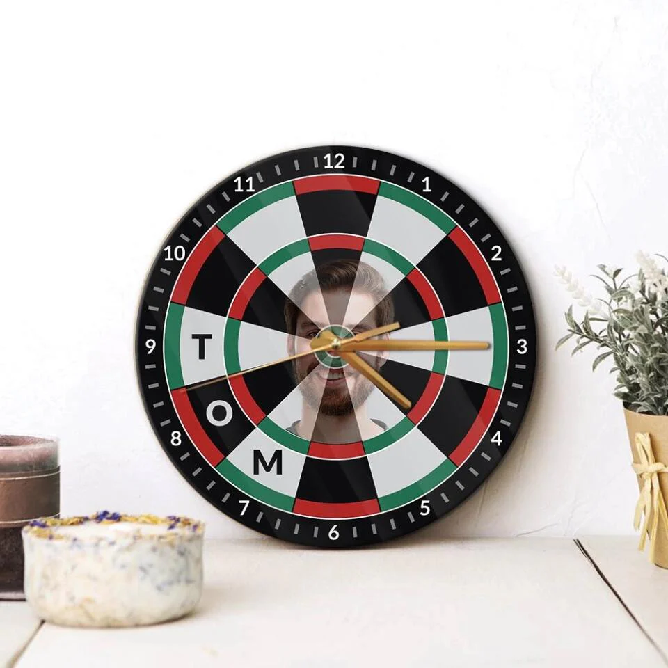 Personalized Photo And Name - Customized Dart Board Wall Clock - Funny Game Room Decor - Gift for Dart Board Lover - 210ICNNPWC047 - Image 5