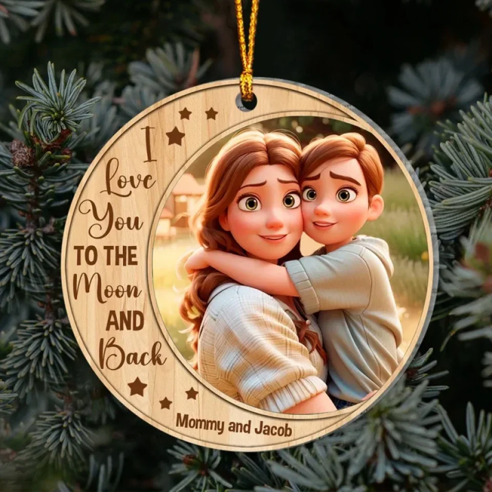 Personalized Photo Cartoon Image Christmas Tree Decorations - Custom Upload Image Wooden Ornament - Xmas Hanging Decor - Image 3