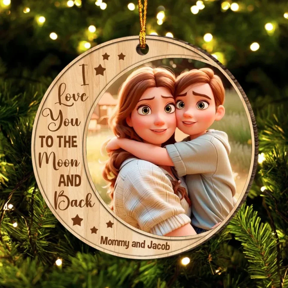 Personalized Photo Cartoon Image Christmas Tree Decorations - Custom Upload Image Wooden Ornament - Xmas Hanging Decor - Image 4