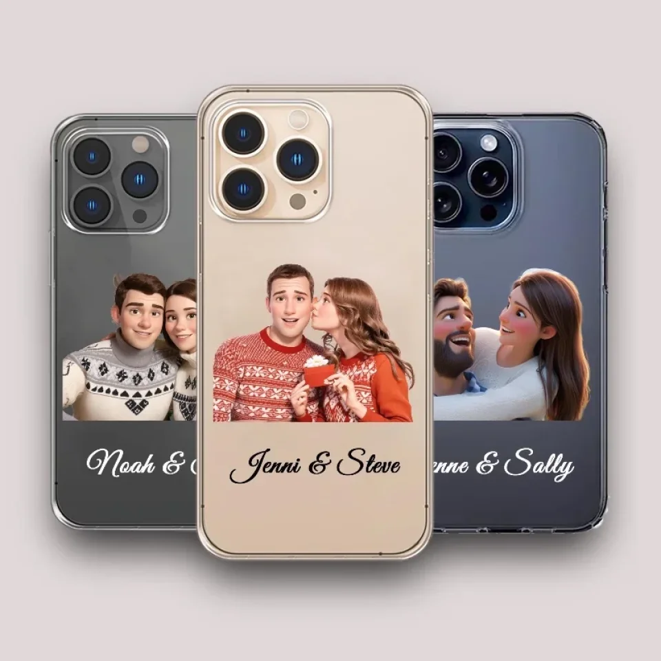 Personalized Valentine Gifts - Personalized Photo Cartoon Style - TPU Soft Transparent Phone Case - Gift for Couples, Friends, Self Gift - Image 3