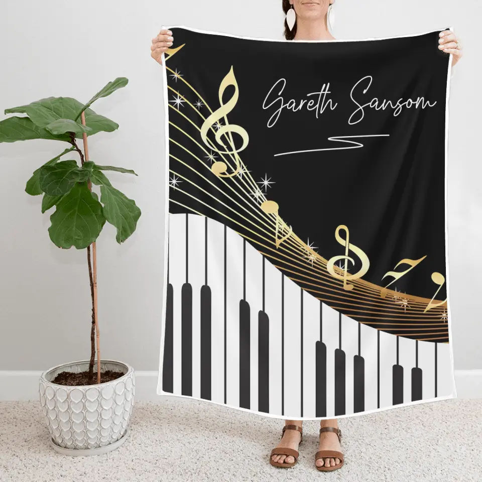 Personalized Piano Blanket - Music Blanket - Custom Name - Gift for Piano Lover - Image 2