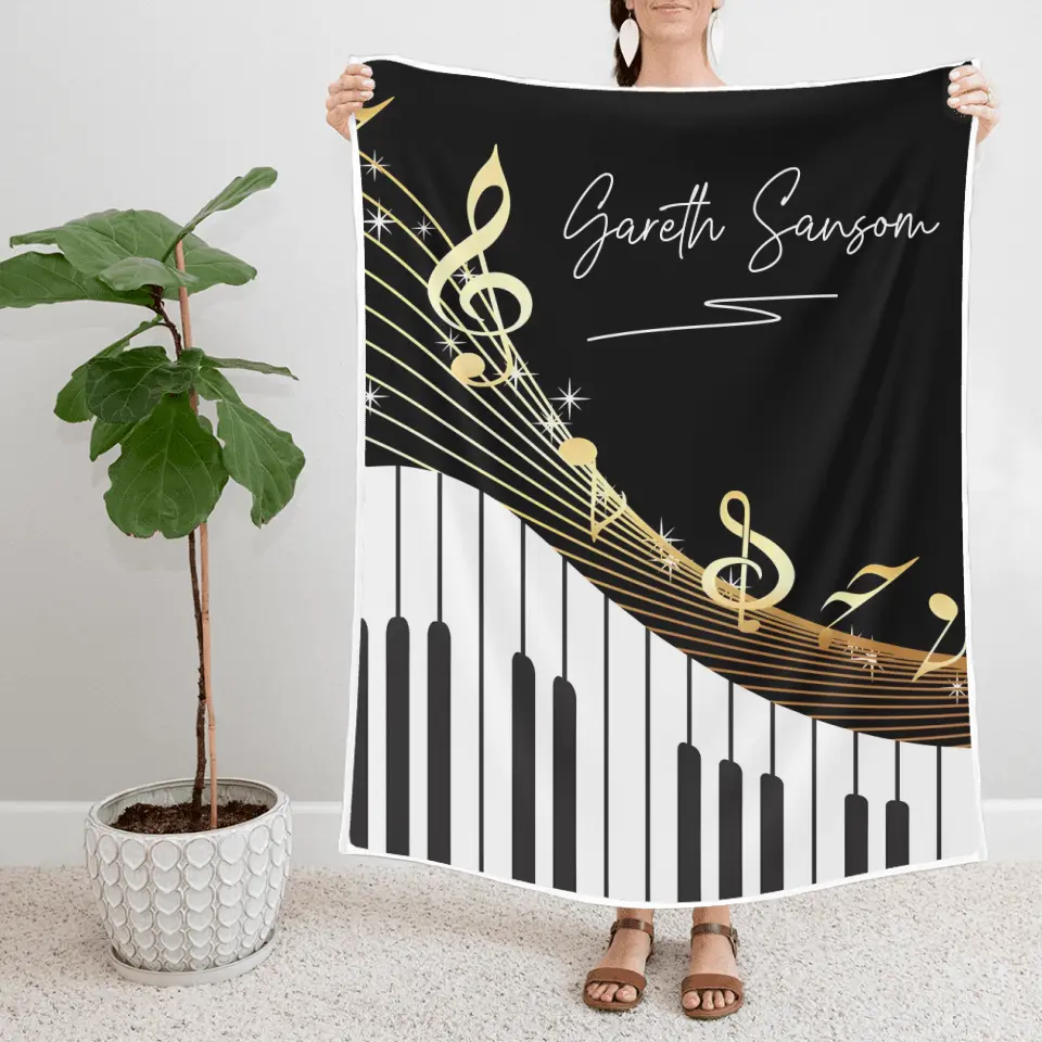 Personalized Piano Blanket - Music Blanket - Custom Name - Gift for Piano Lover - Image 3