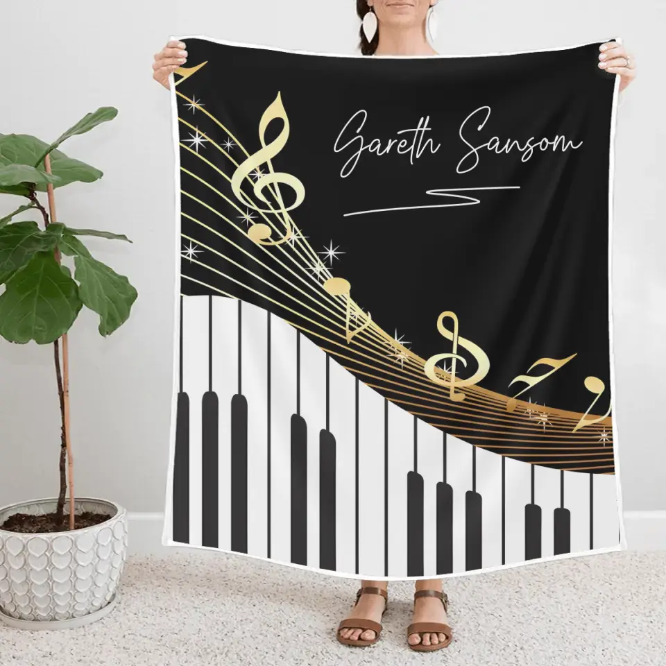Personalized Piano Blanket - Music Blanket - Custom Name - Gift for Piano Lover - Image 4