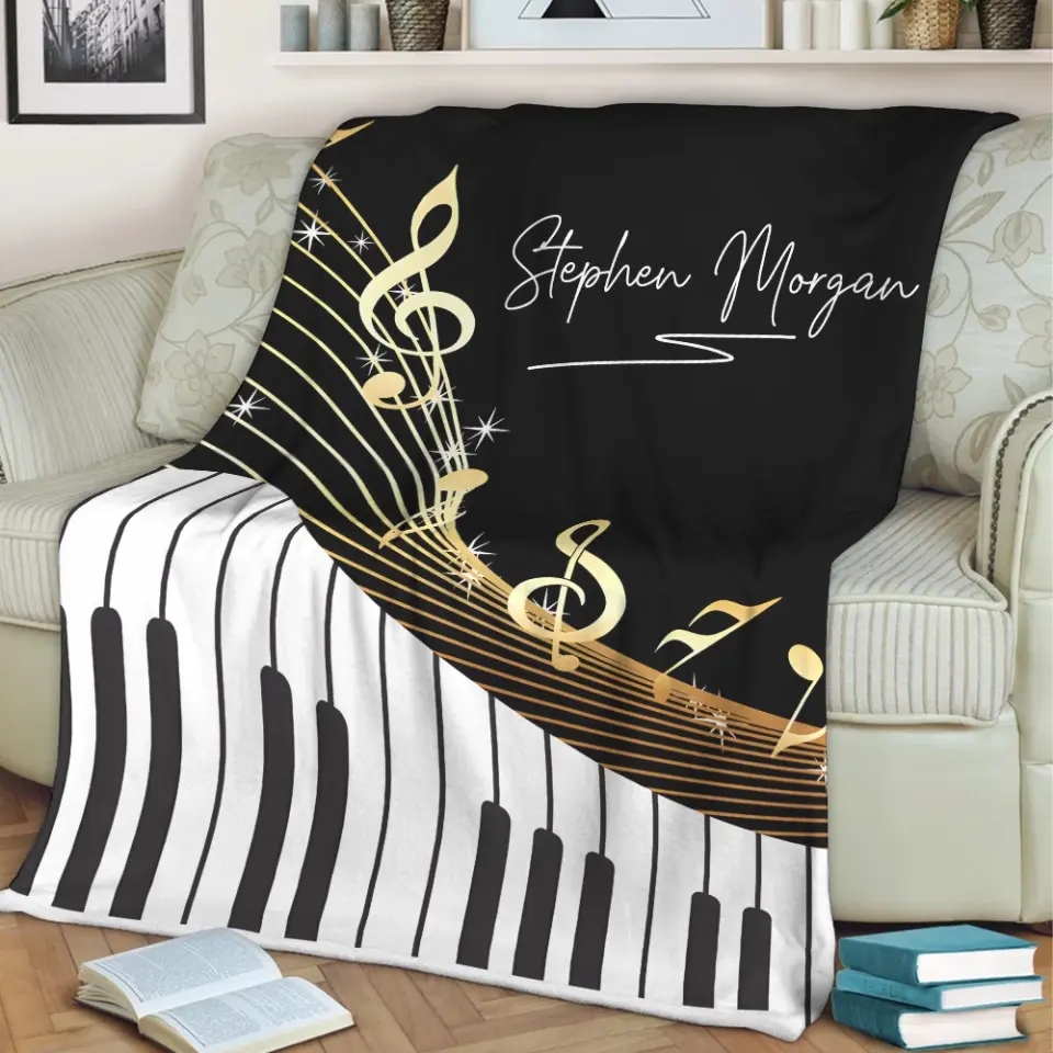 Personalized Piano Blanket - Music Blanket - Custom Name - Gift for Piano Lover - Image 5