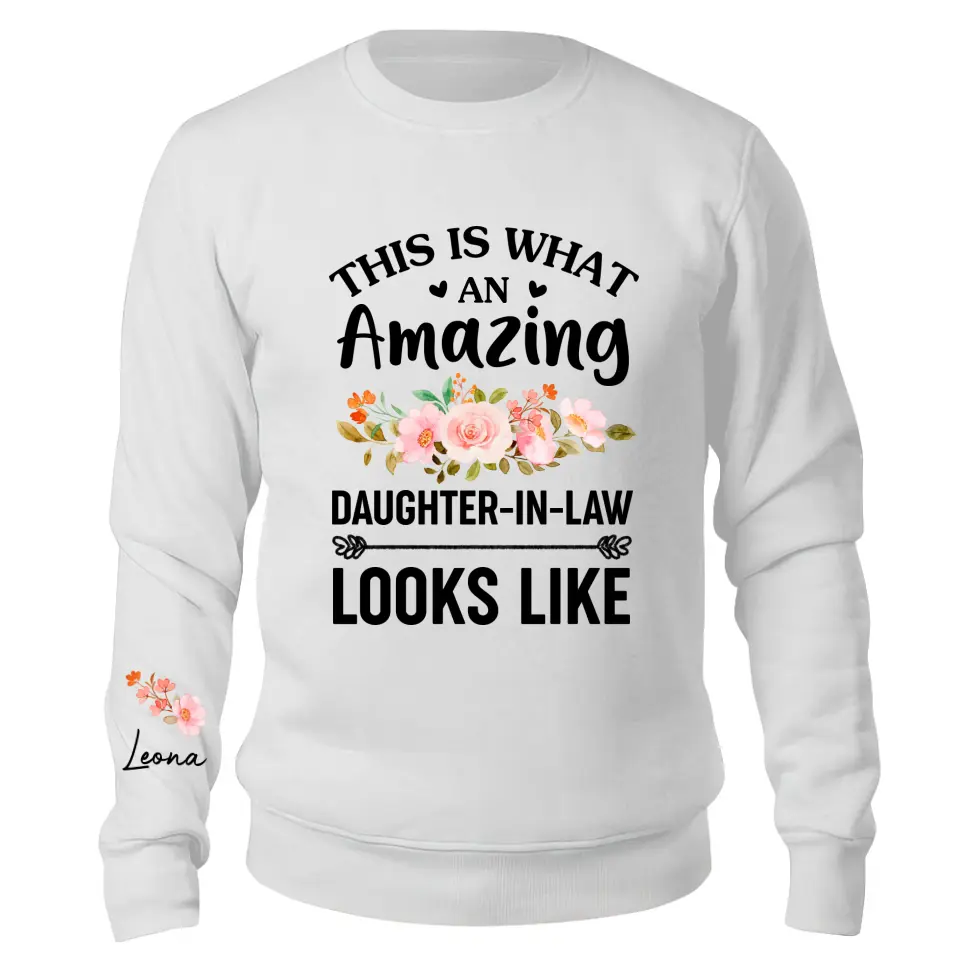 Personalized Sleeve Print Sweatshirt Gift for Daughter-in-Law Floral Style - Image 3