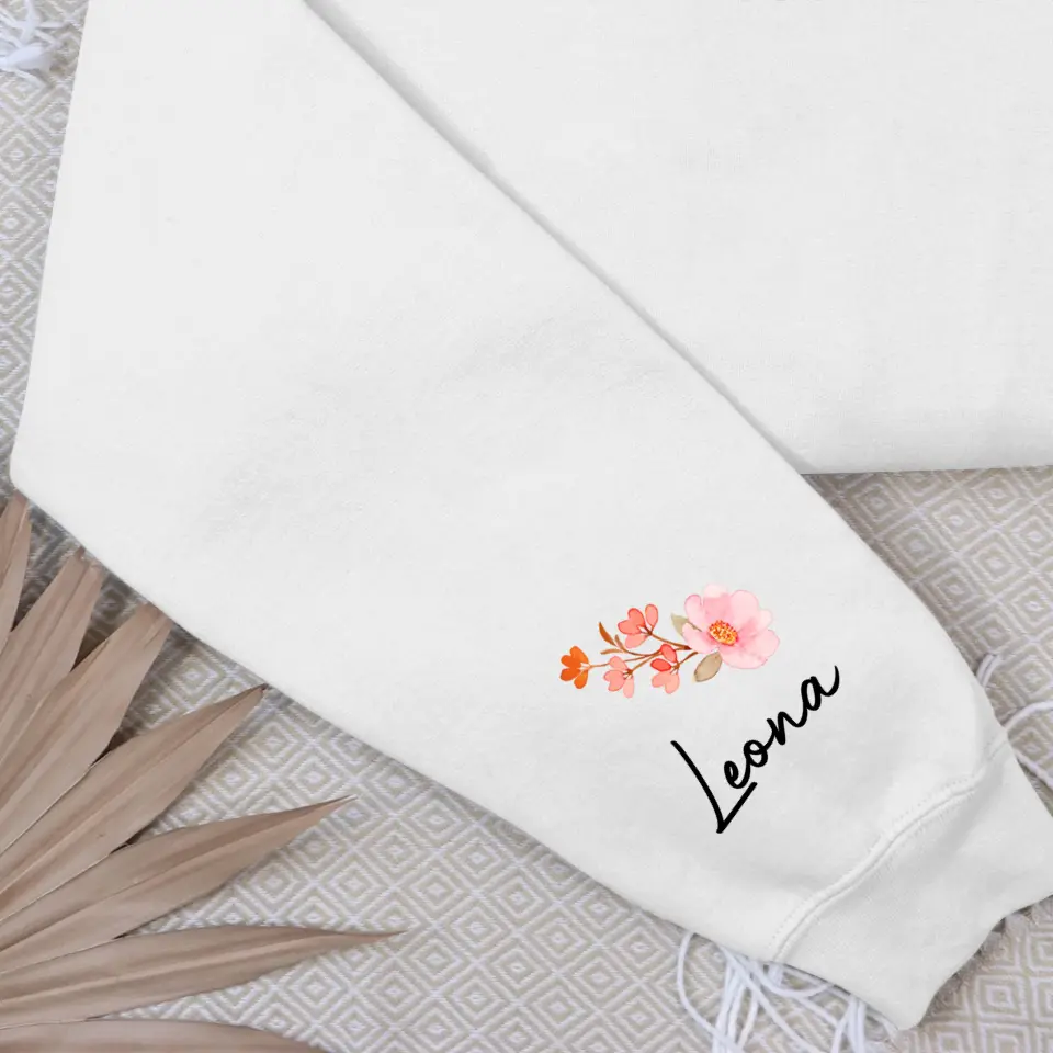 Personalized Sleeve Print Sweatshirt Gift for Daughter-in-Law Floral Style - Image 4
