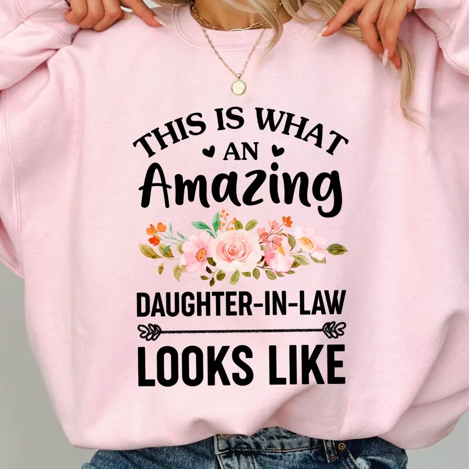 Personalized Sleeve Print Sweatshirt Gift for Daughter-in-Law Floral Style - Image 7